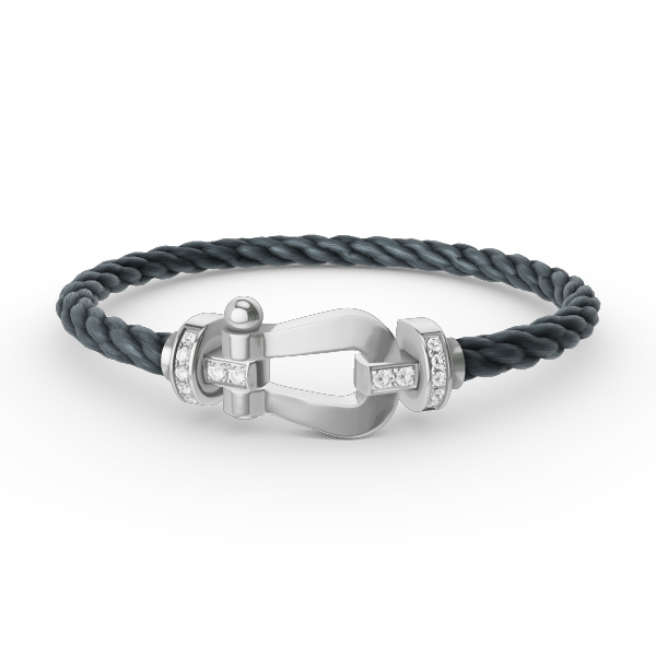[Lucky Star]FORCE LARGE HORSESHOE HALF DIAMOND BRACELET SILVER