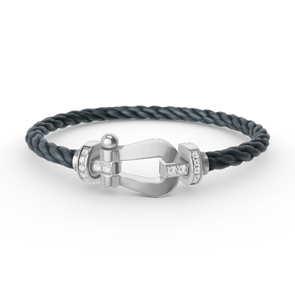 [Lucky Star]FORCE LARGE HORSESHOE HALF DIAMOND BRACELET SILVER