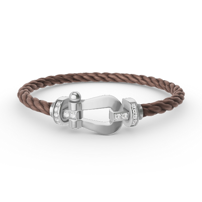 [Lucky Star]FORCE LARGE HORSESHOE HALF DIAMOND BRACELET SILVER