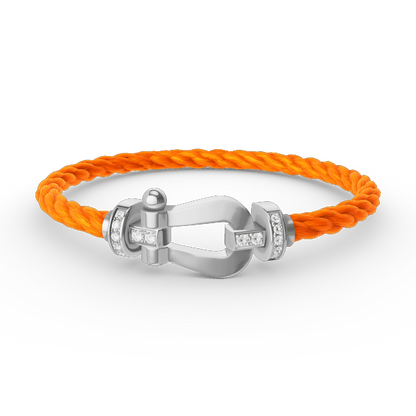 [Lucky Star]FORCE LARGE HORSESHOE HALF DIAMOND BRACELET SILVER