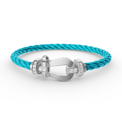 [Lucky Star]FORCE LARGE HORSESHOE HALF DIAMOND BRACELET SILVER