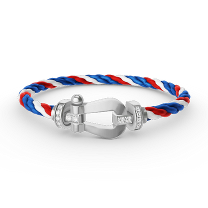 [Lucky Star]FORCE LARGE HORSESHOE HALF DIAMOND BRACELET SILVER