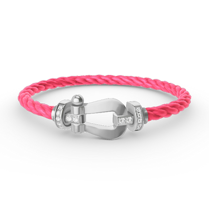 [Lucky Star]FORCE LARGE HORSESHOE HALF DIAMOND BRACELET SILVER