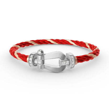 [Lucky Star]FORCE LARGE HORSESHOE HALF DIAMOND BRACELET SILVER