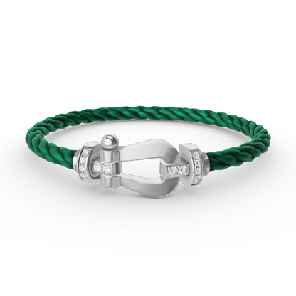 [Lucky Star]FORCE LARGE HORSESHOE HALF DIAMOND BRACELET SILVER