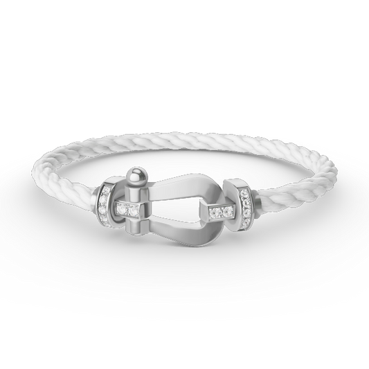 [Lucky Star]FORCE LARGE HORSESHOE HALF DIAMOND BRACELET SILVER