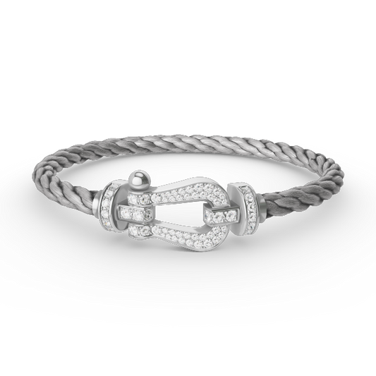[Lucky Star]FORCE LARGE HORSESHOE FULL DIAMOND BRACELET SILVER
