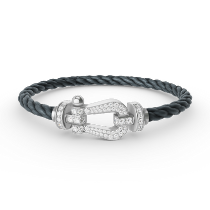 [Lucky Star]FORCE LARGE HORSESHOE FULL DIAMOND BRACELET SILVER
