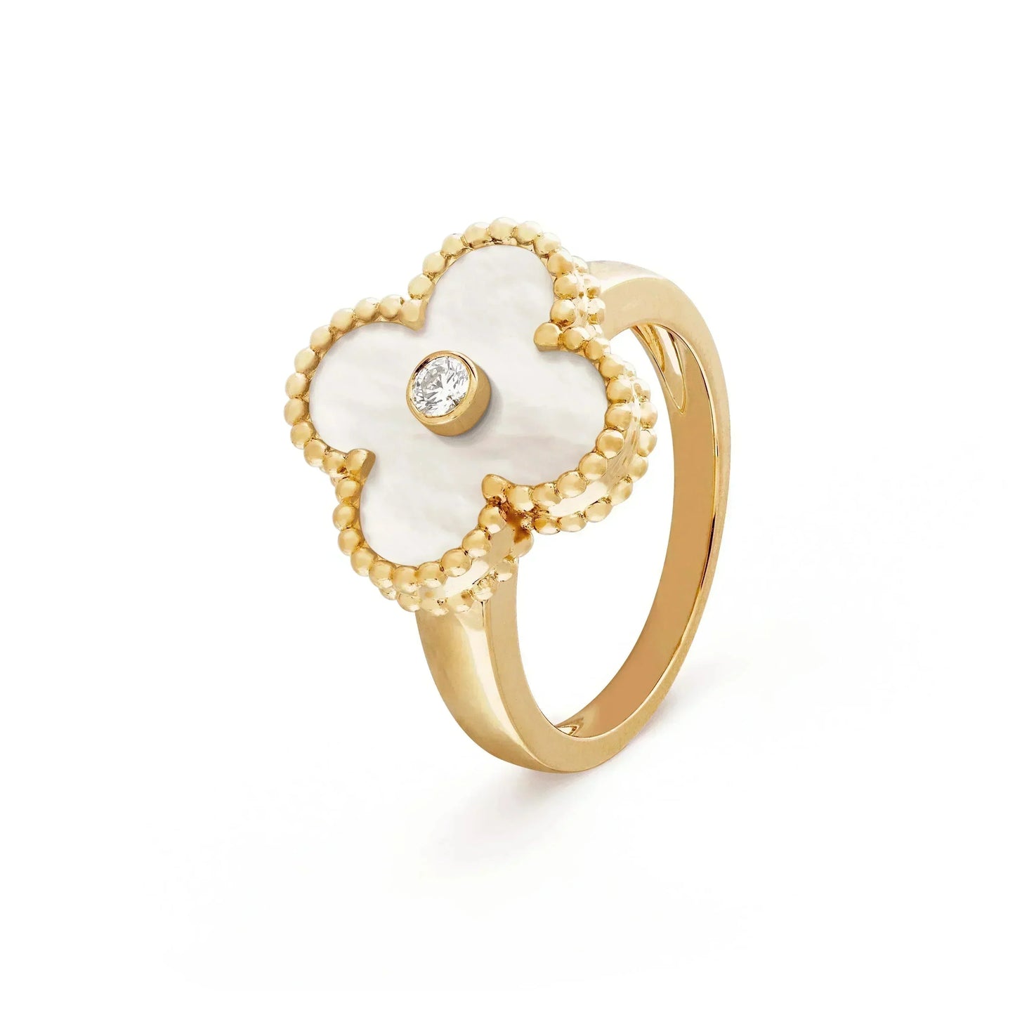 [Lucky Star]CLOVER PINK MOP RING GOLD DIAMOND