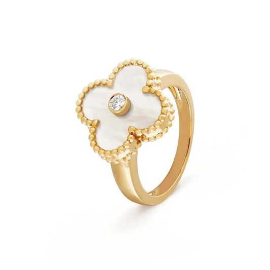 [Lucky Star]CLOVER PINK MOP RING GOLD DIAMOND