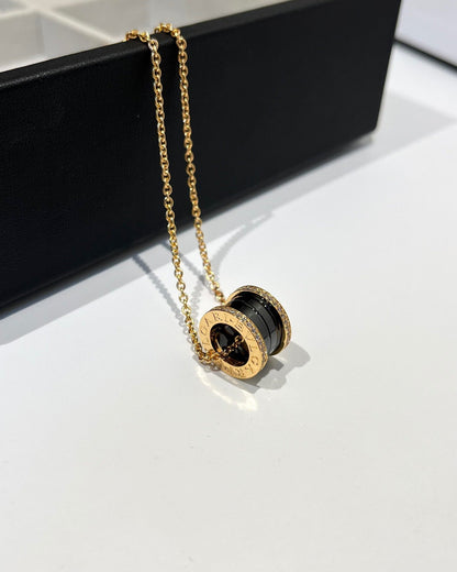[Lucky Star]ZERO 1 BLACK CERAMIC DIAMOND PINK GOLD NECKLACE