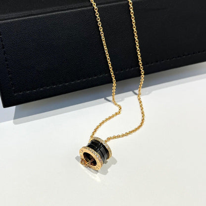 [Lucky Star]ZERO 1 BLACK CERAMIC DIAMOND PINK GOLD NECKLACE